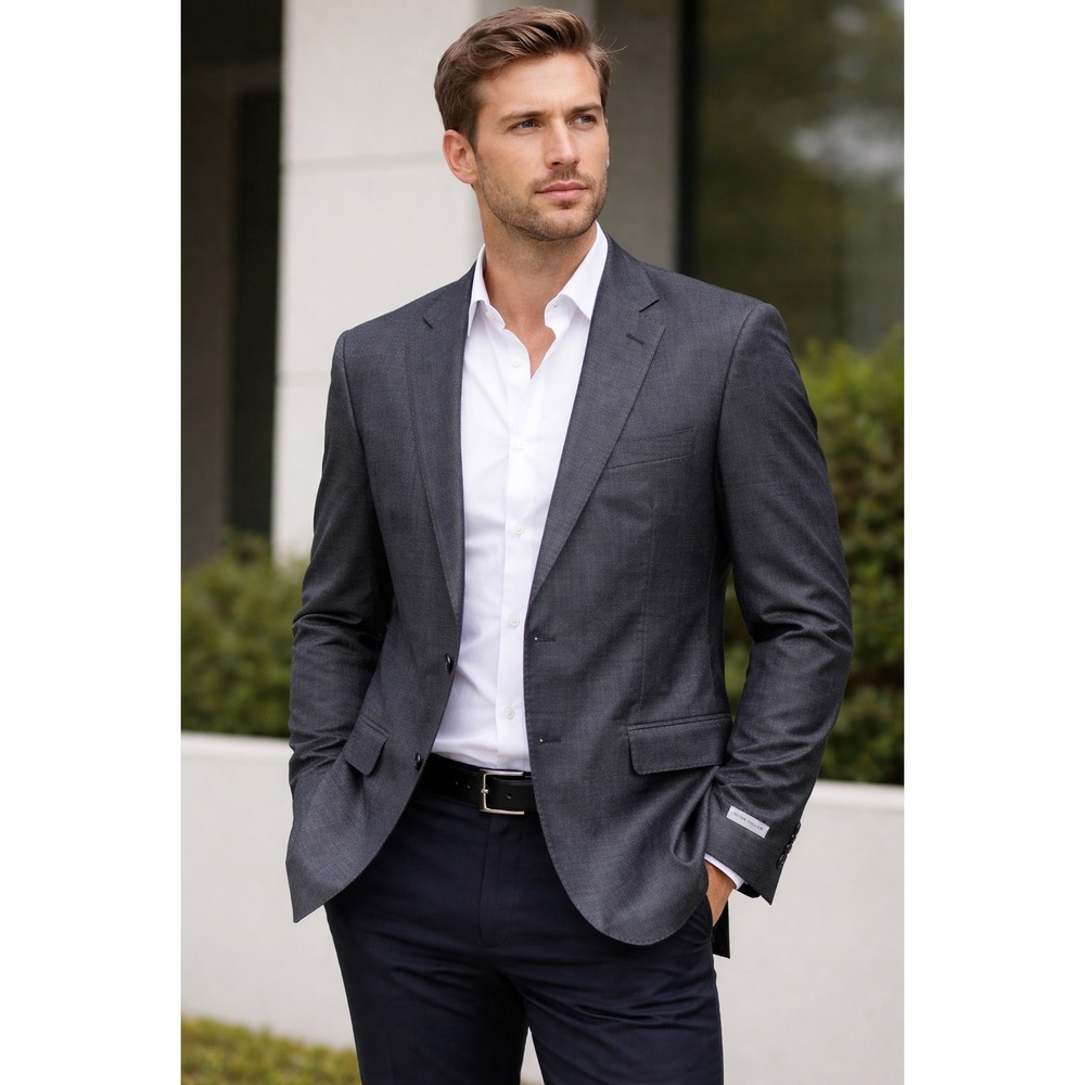 Peter Millar Flynn Mens 42R Charcoal Grey 100% Wool Single Breasted Blazer Jacke